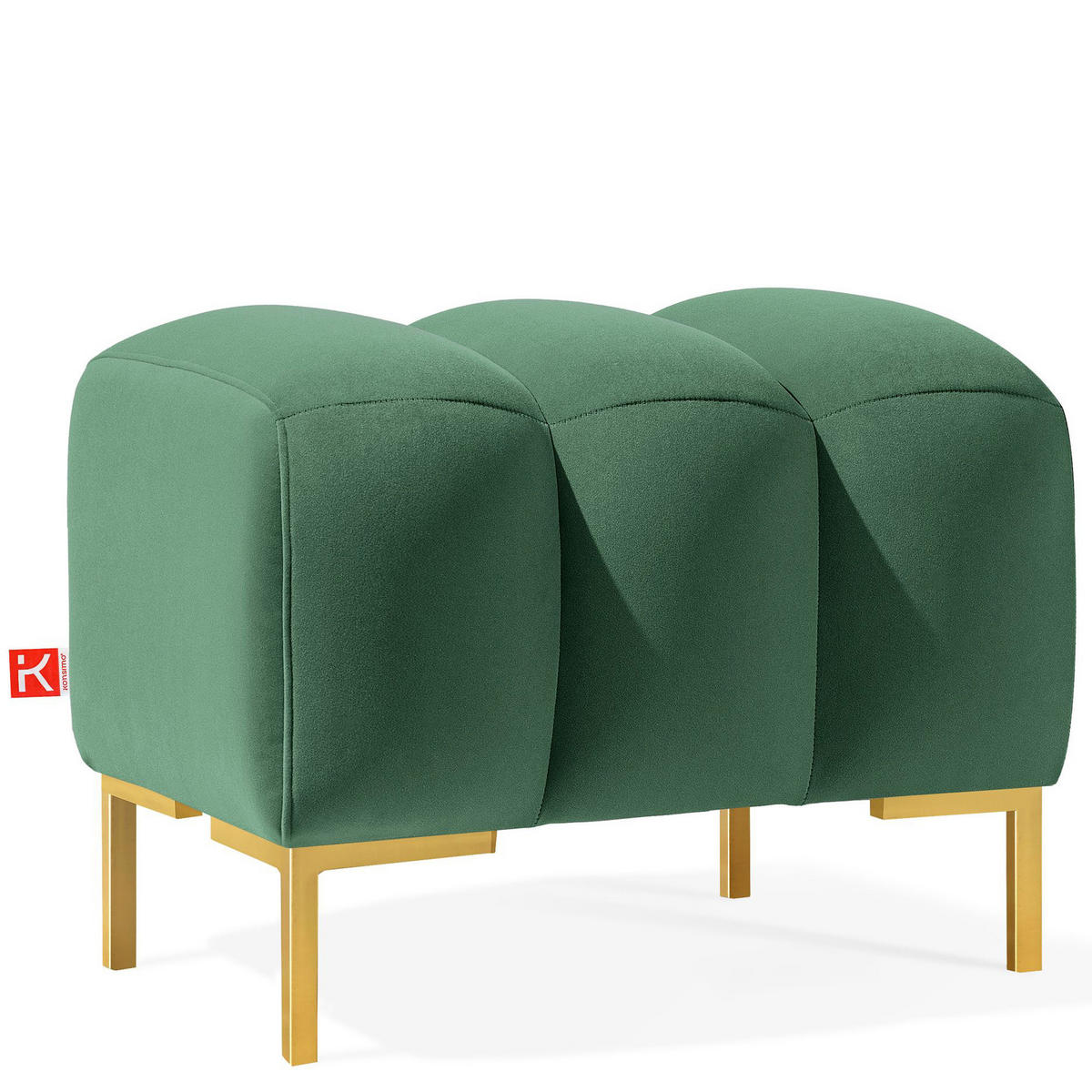 SITZHOCKER Polsterhocker PECCO, Veloursstoff - Dunkelgrün/Goldfarben, Holz/Textil (60/50/50cm) - KONSIMO®