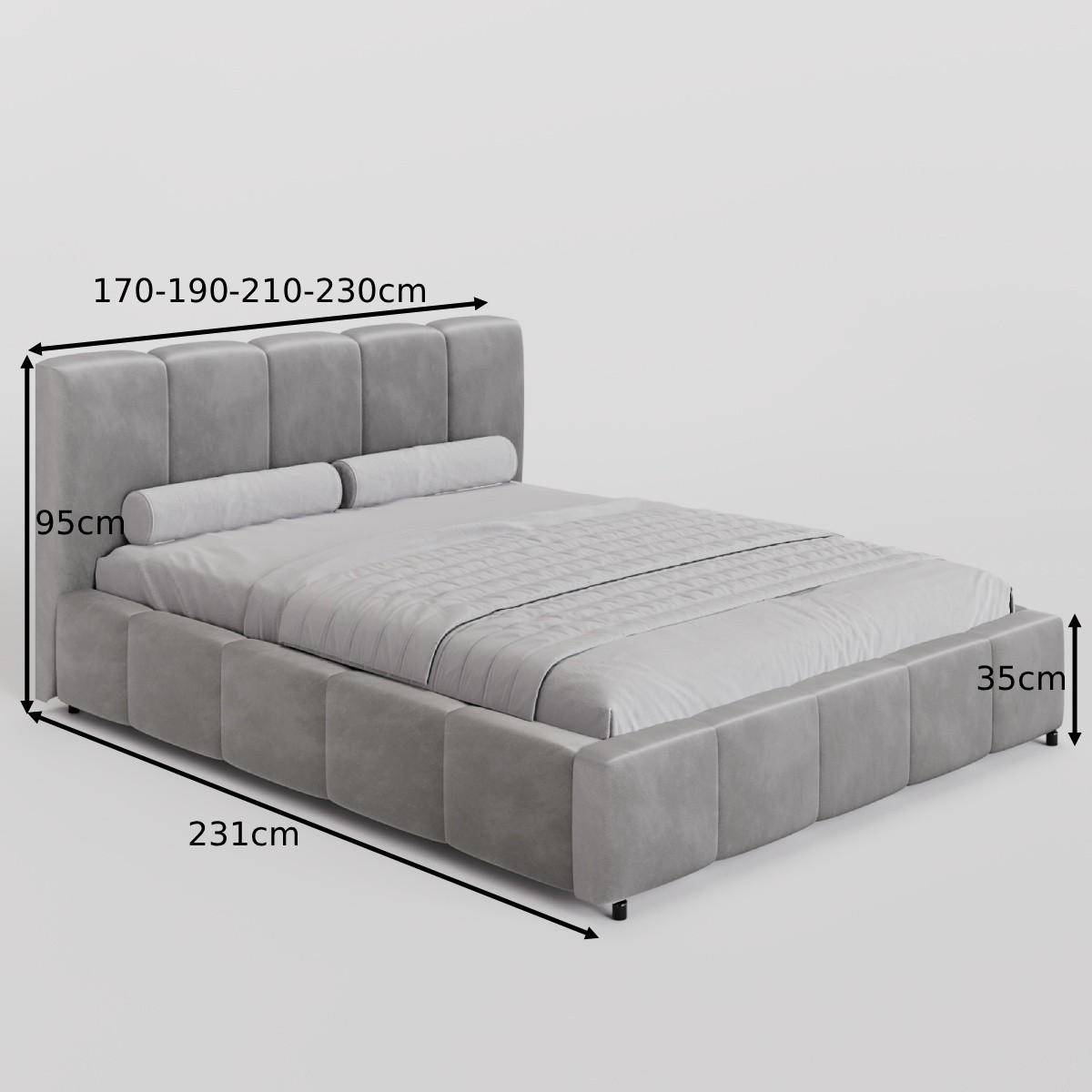 POLSTERBETT FERRO 180/200 cm, in Dunkelbraun, Bouclé-Stoff, gepolstertes Kopfteil, Lattenrost, Bettkasten - Dunkelbraun, Textil (180/200cm) - Barchello