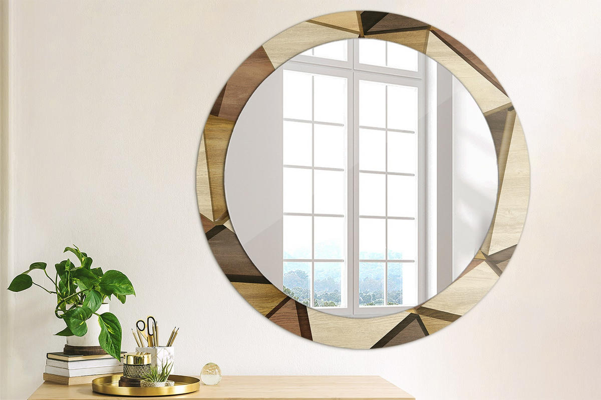 SPIEGEL Ø80 cm Rund mit Aufdruck - Hellbraun, Glas (80/80/0.4cm) - TULUP