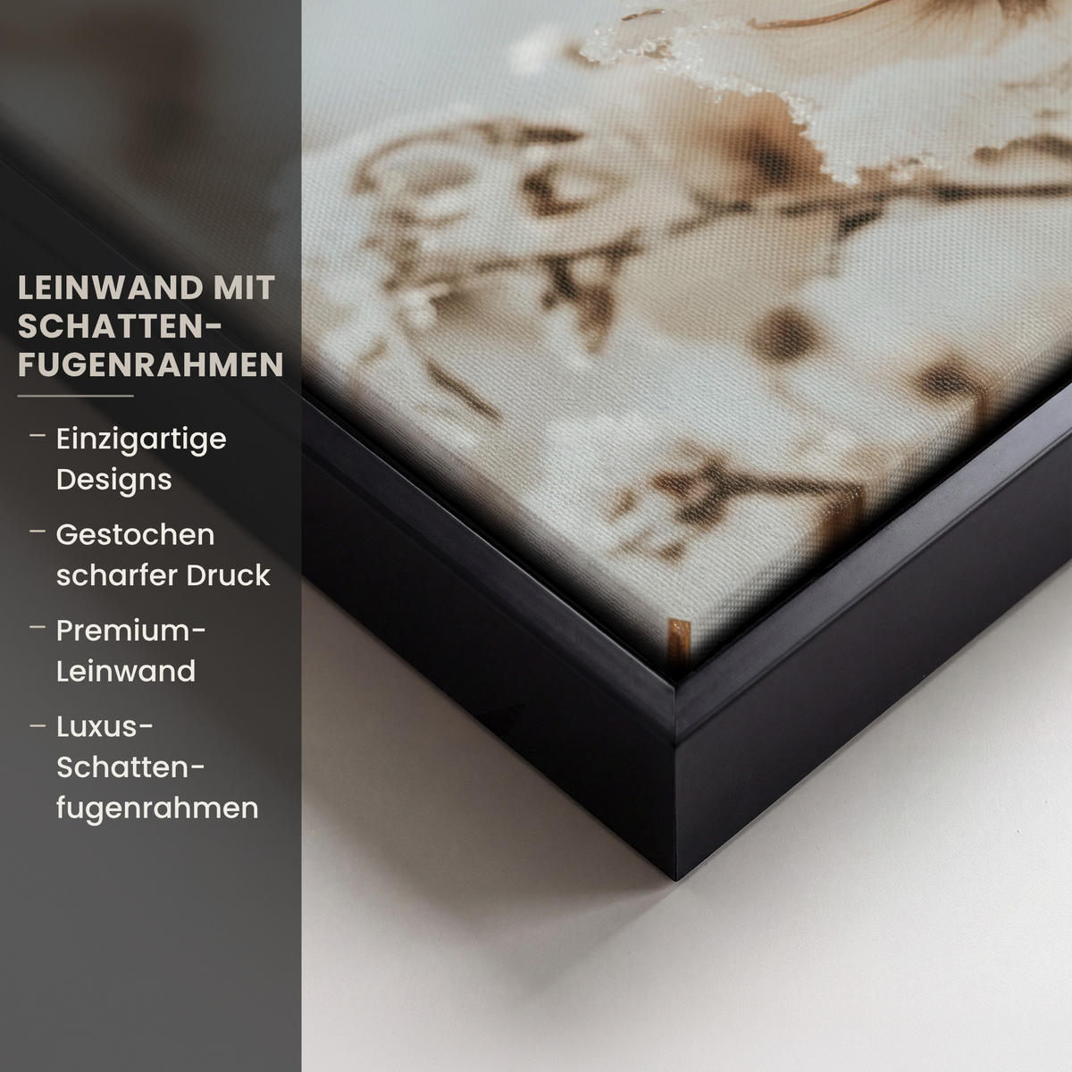 LEINWAND Bilder mit Rahmen - Blumen - Winter - Weiß - Schnee - Beige - 30x40 - Creme, Textil (30/40cm) - MuchoWow