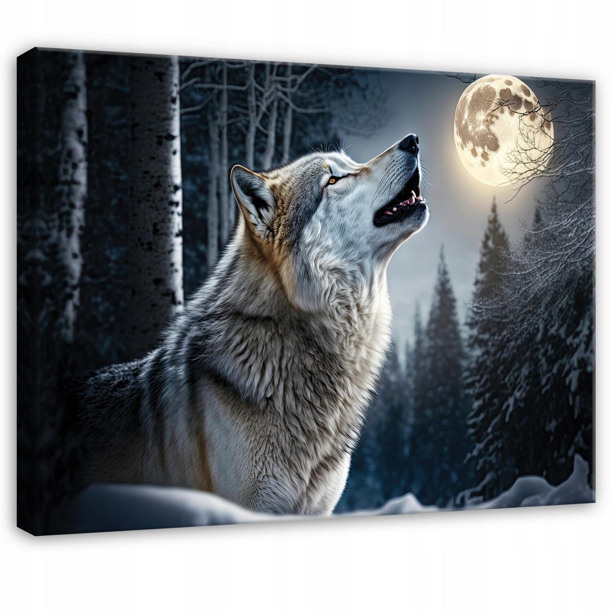 LEINWANDBILD Wolf Wald Schwarz 120x80 cm - Multicolor, Holzwerkstoff (120/80cm) - Wallarena
