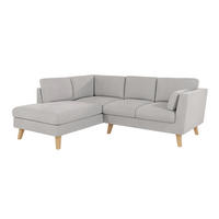 ECKSOFA Mario Silber Microfaser - Silberfarben/Naturfarben, Buchenholz/Textil (221/186cm) - S-Style Möbel