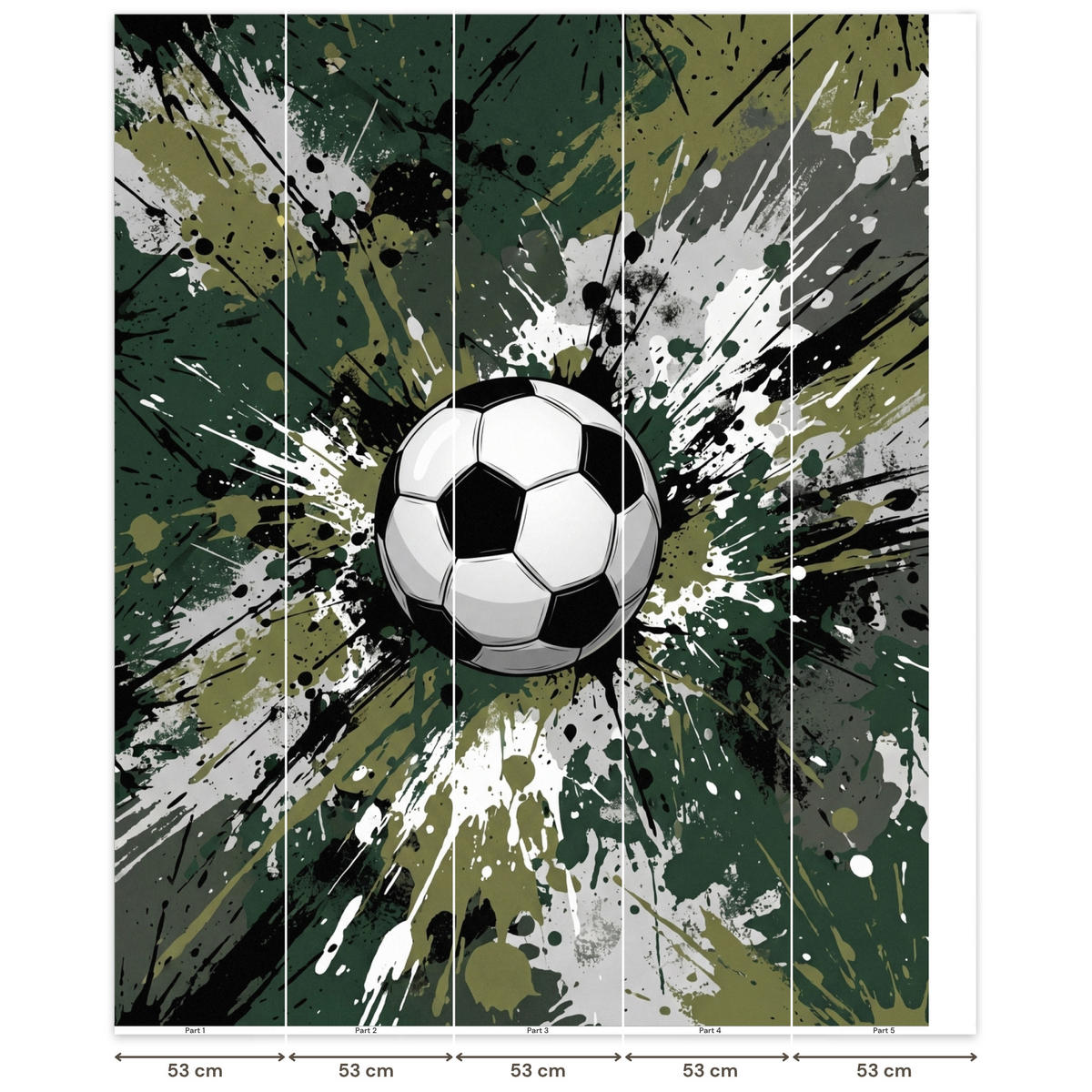 KINDERTAPETE - Fußball - Farbe - Spritzer - Grün - 260x300 cm - Dunkelgrün, Papier (260/300cm) - OnlyWow