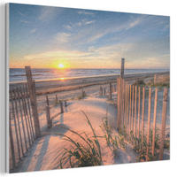 AKUSTIKBILD Strand - Meer - Düne - Sonnenuntergang - Landschaft Wanddeko 70x50 cm - Beige, Kunststoff (70/50/0.9cm) - MuchoWow
