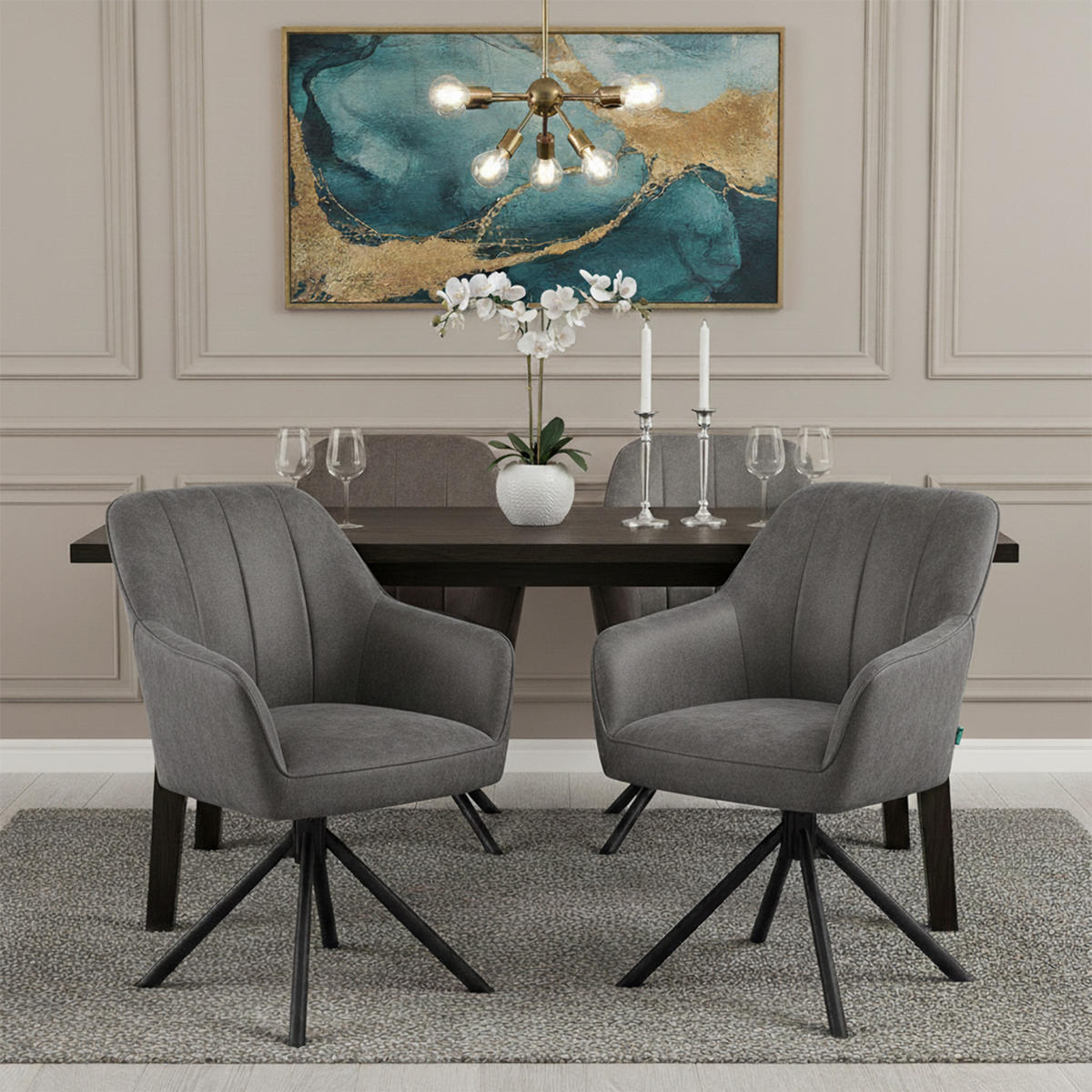 ARMLEHNSTUHL Mika-Piet - Taupe/Schwarz, Textil/Metall (60/87/65cm) - DUBI Möbel