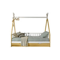 TIPIBETT Karyn 6 206x185x96 aus Kiefer Massivholz in Weiß/natur - Kieferfarben, Holz (90/200cm) - 58aufmkessel