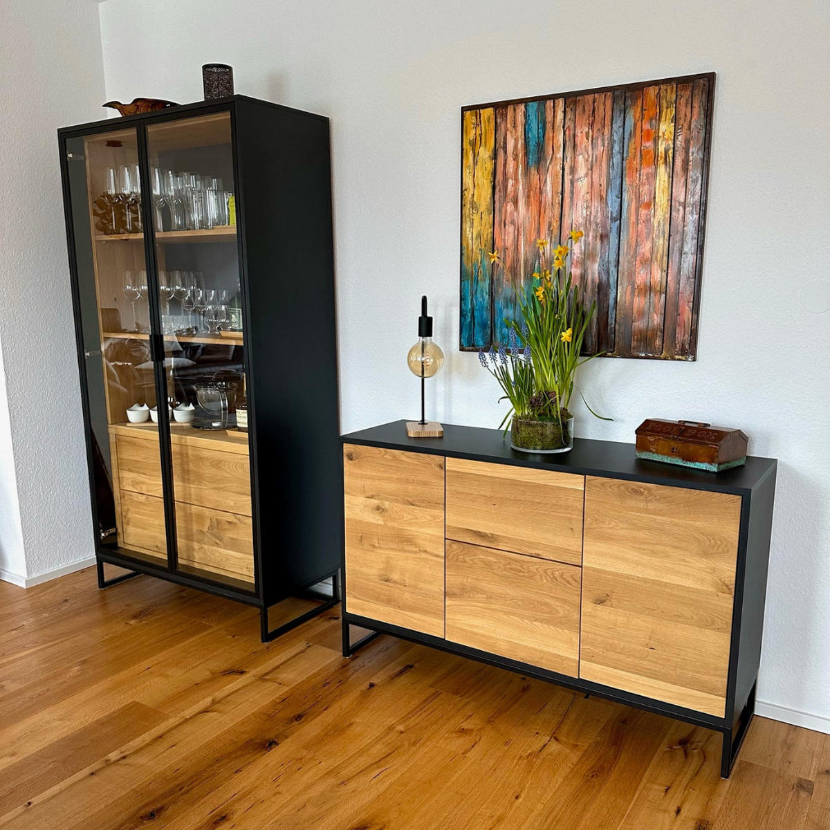 EICHENKOMMODE im Loft- und industriellen Stil ADEO III - Eichefarben, Holz (130/80/40cm) - Rawood Furniture