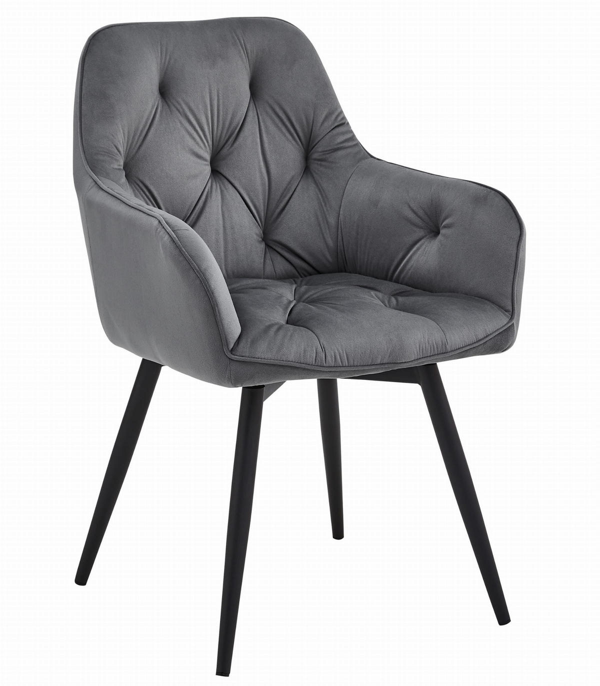 ESSZIMMERSTUHL LUKK360 dunkelgrauer Sitz, schwarze Beine - Dunkelgrau/Schwarz, Textil (56/84/61cm) - Valora