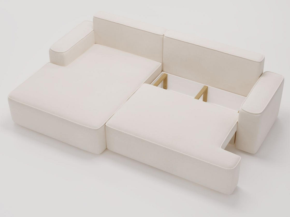 ECKSOFA California Creme Links - Creme, Holz/Textil (165/270cm) - Graingold