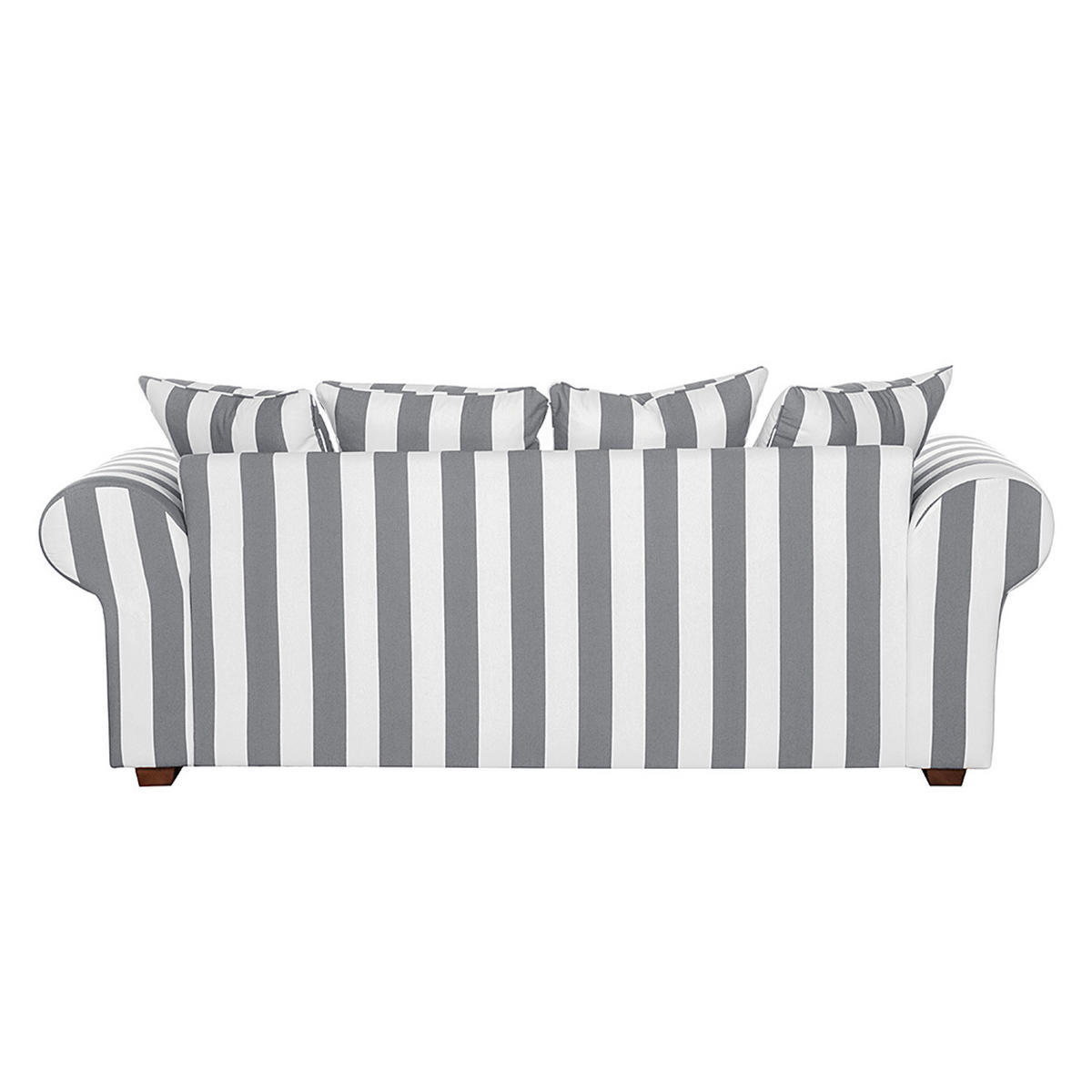 3-SITZER SOFA - Webstoff - Grau gestreift - Grau, Textil (217/88/88cm) - home24