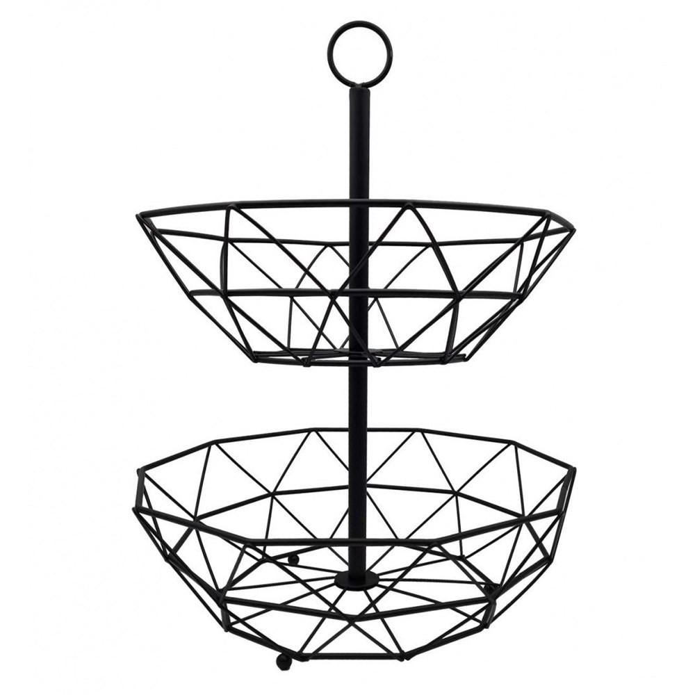 OBSTKORB Schwarz 30.5/30.5/38 cm 2533 - Schwarz, Metall (30.5/38cm) - Krisberg 