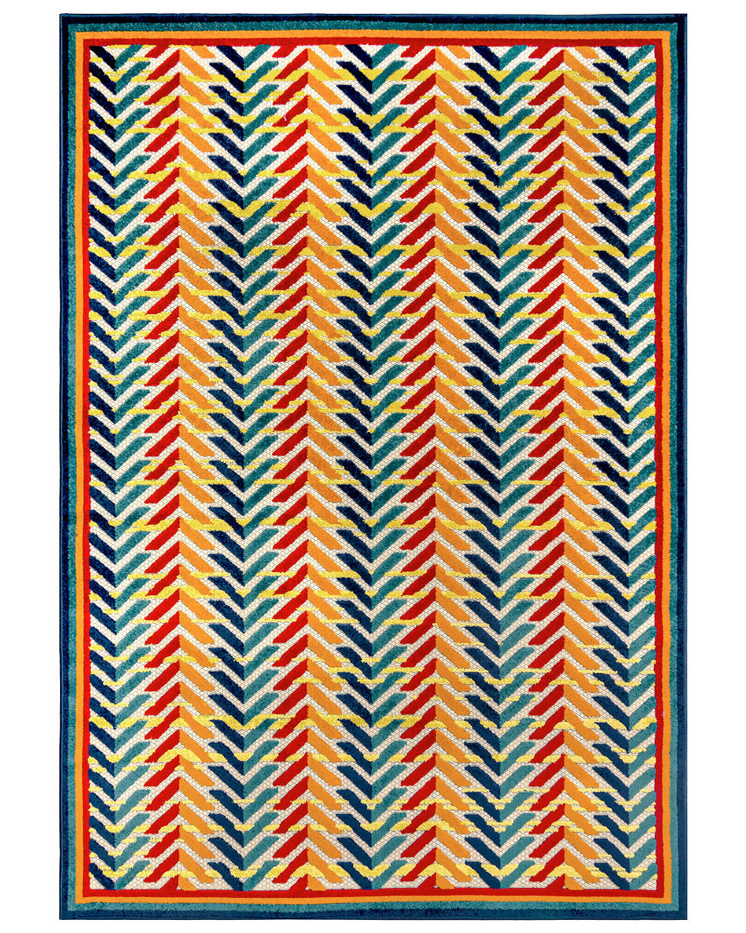 TEPPICH In-& Outdoor Fano Frecce Mazovia 120x170cm Blau Orange Abstrakt Kurzflor - Multicolor, Textil (120/170cm) - Mazovia