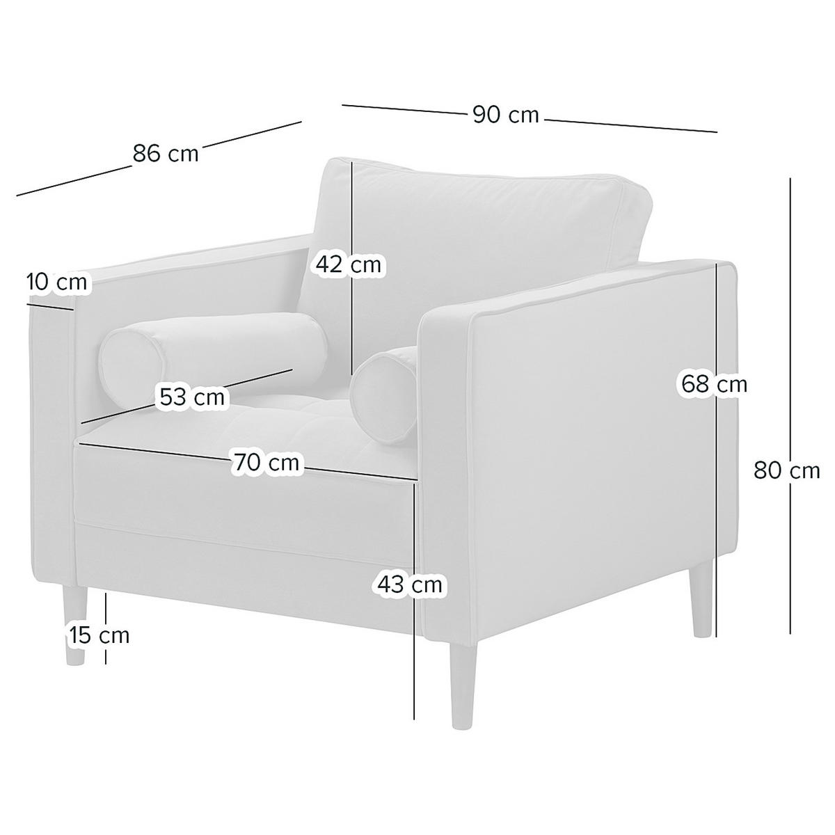SESSEL - Samt - Dunkelbraun/Grau, Holz/Birkenholz (90/80/86cm) - home24