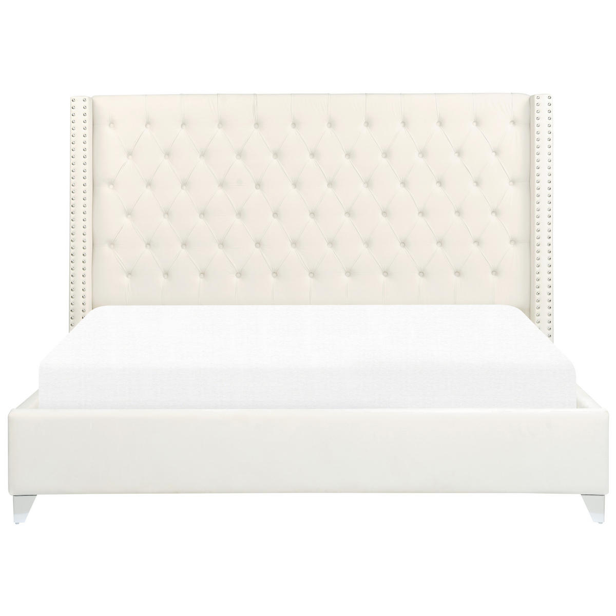 POLSTERBETT 180/200cm Cremeweiß Lubbon - Creme, Textil (180/200cm) - Beliani