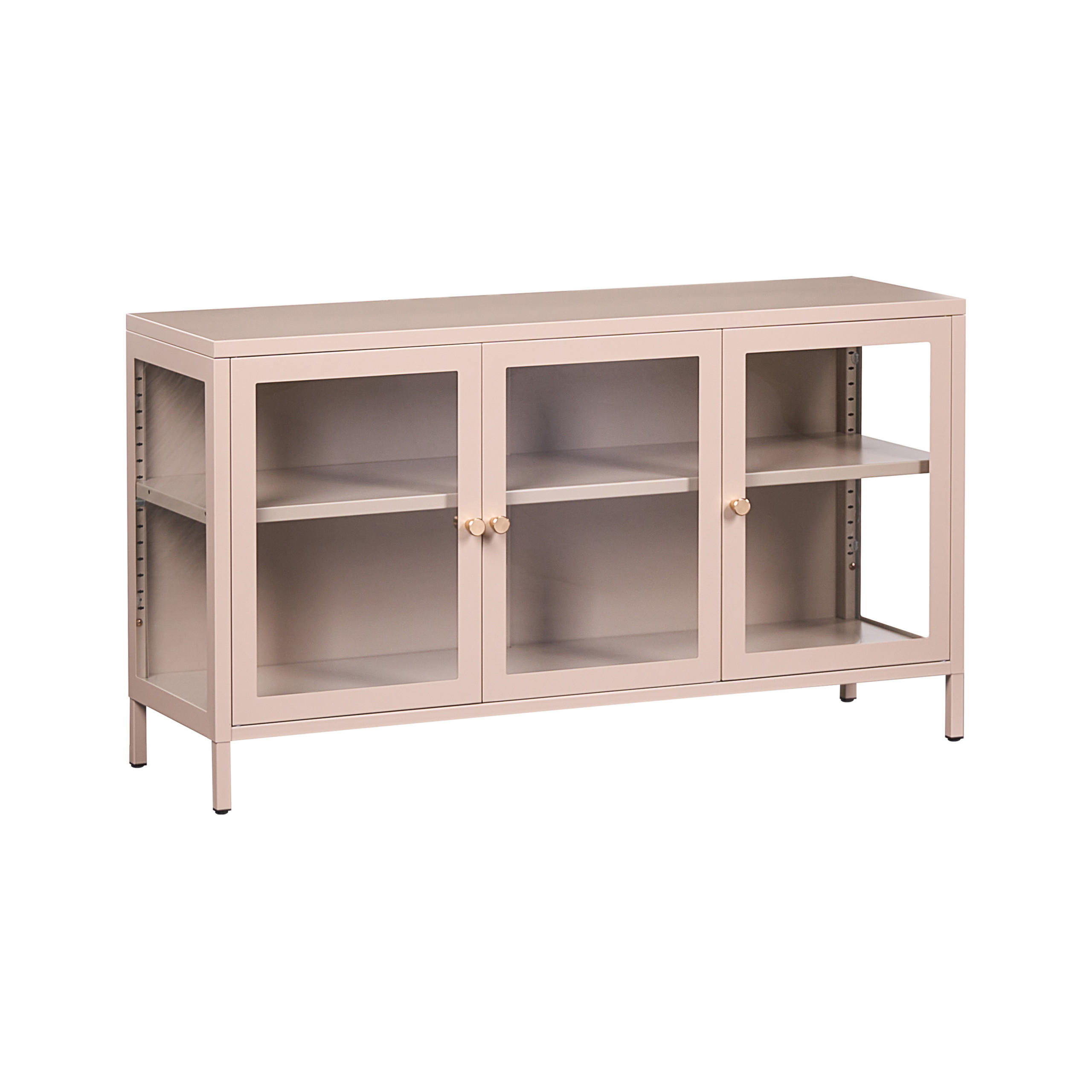 BUFET cu usi din sticla metal 115 cm bej Newport