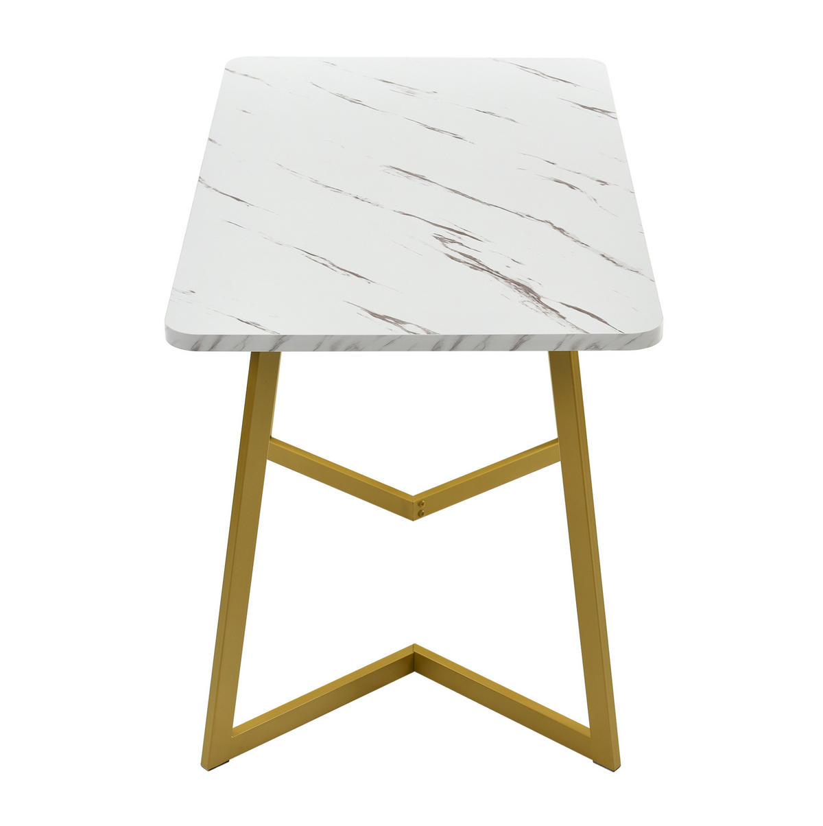 ESSTISCH 117 x 68 cm MDF Marmoroptik Gold-Weiß - Goldfarben, Metall (117/68/75cm) - Meubliv