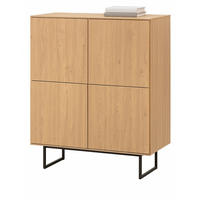 HIGHBOARD Stone Eiche, Kommode 115 x 137 cm, mit Push-to-Open - Eichefarben/Schwarz, Holzwerkstoff/Metall (115/137/40cm) - Furn.Design