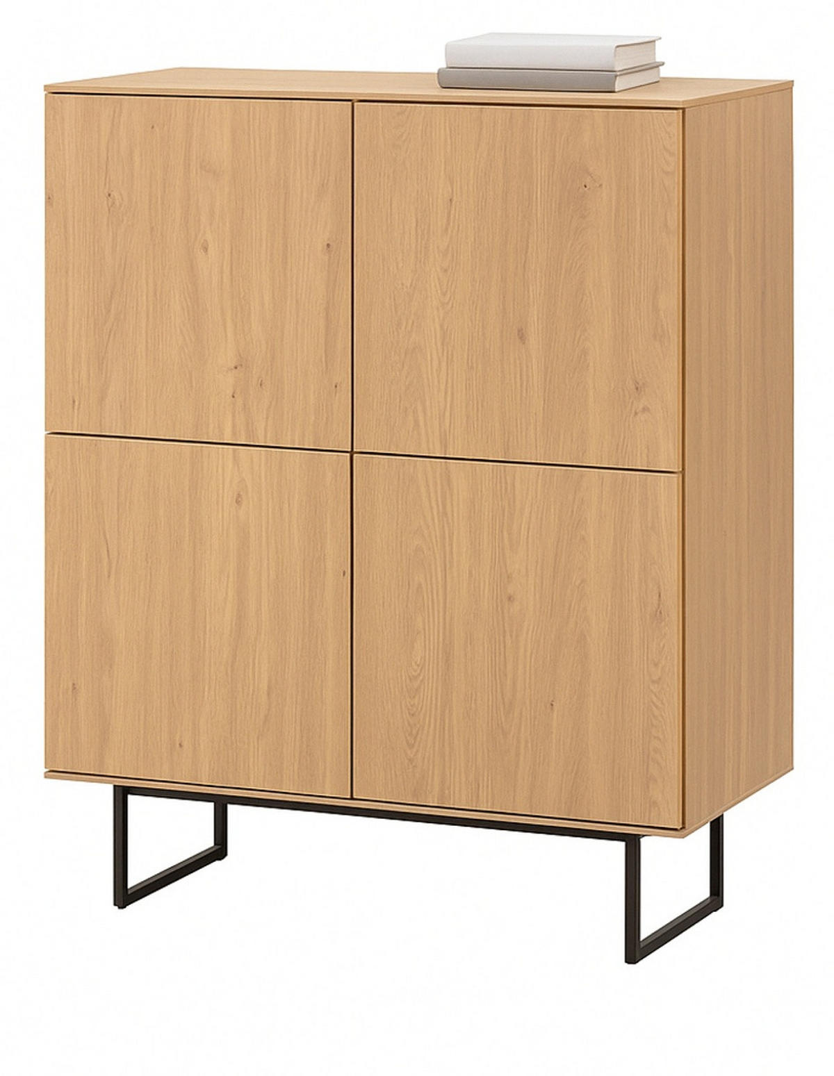HIGHBOARD Stone Eiche, Kommode 115 x 137 cm, mit Push-to-Open - Eichefarben/Schwarz, Holzwerkstoff/Metall (115/137/40cm) - Furn.Design