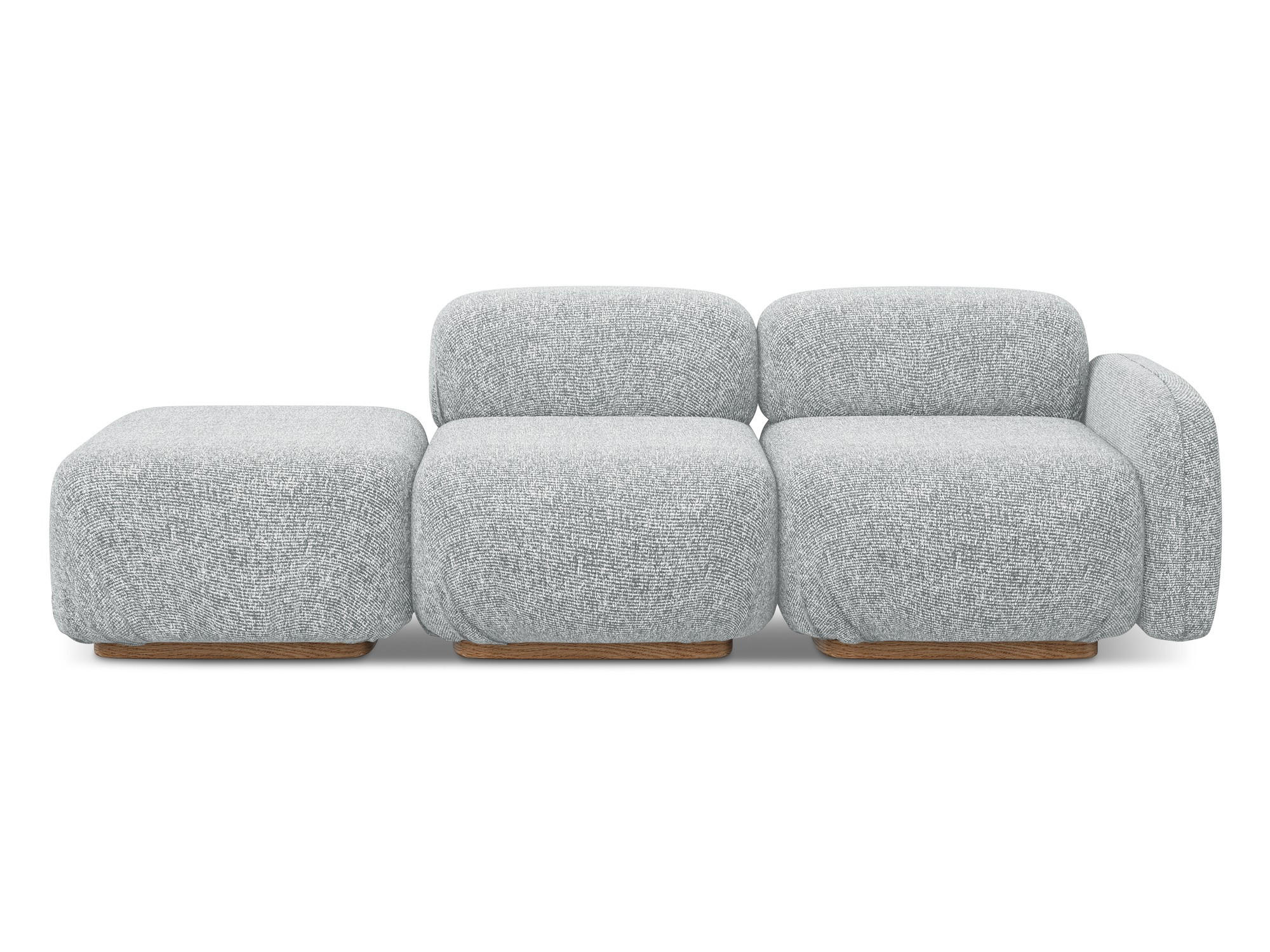 3-SITZER SOFA Links Strukturstoff Stoff Grau - Silberfarben/Braun, Holz/Textil (258/73/95cm) - Makamii