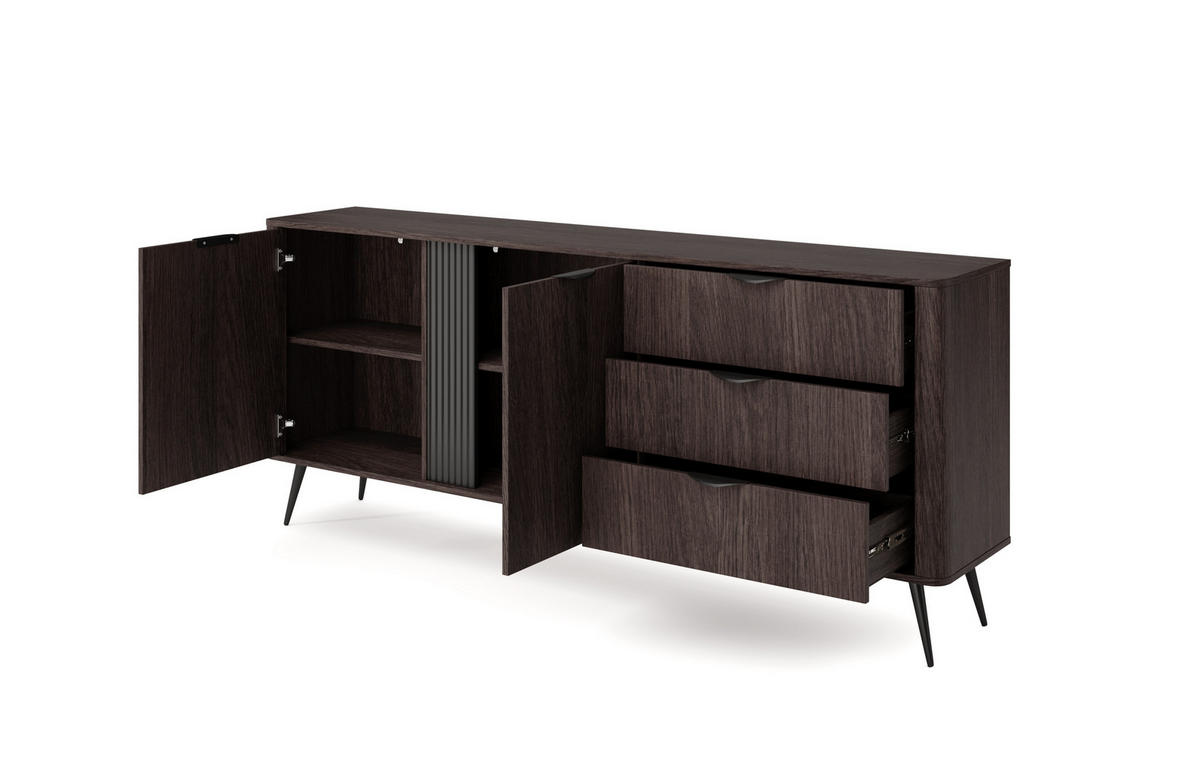 SIDEBOARD NOBILE 195,2x38x81,2 cm mit 3 Schubladen und 2 Türen Eichefarben - Braun, Holzwerkstoff (195.2/81.2/38cm) - MASSENO