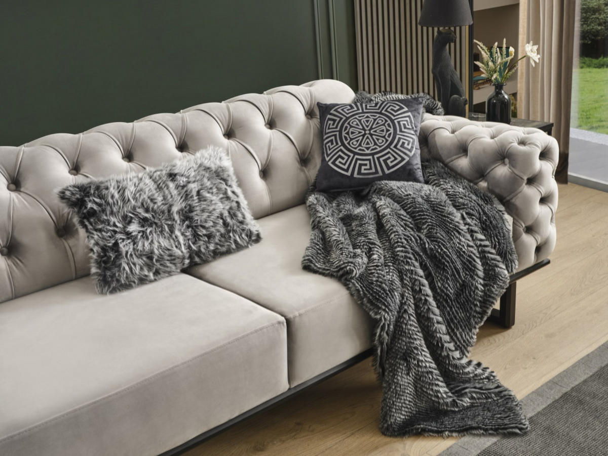 3-SITZER Sofa ZEN SOFA, Seidengrau - Hellgrau, Holz/Textil (270/80/100cm) - Villa Möbel