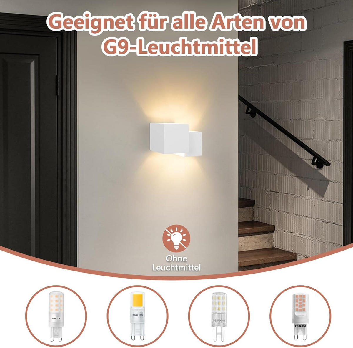 LED - WANDLEUCHTE Wellthun 13.5/11.5/19.7 cm - Weiß, Metall (13.5/11.5/19.7cm) - ZMH