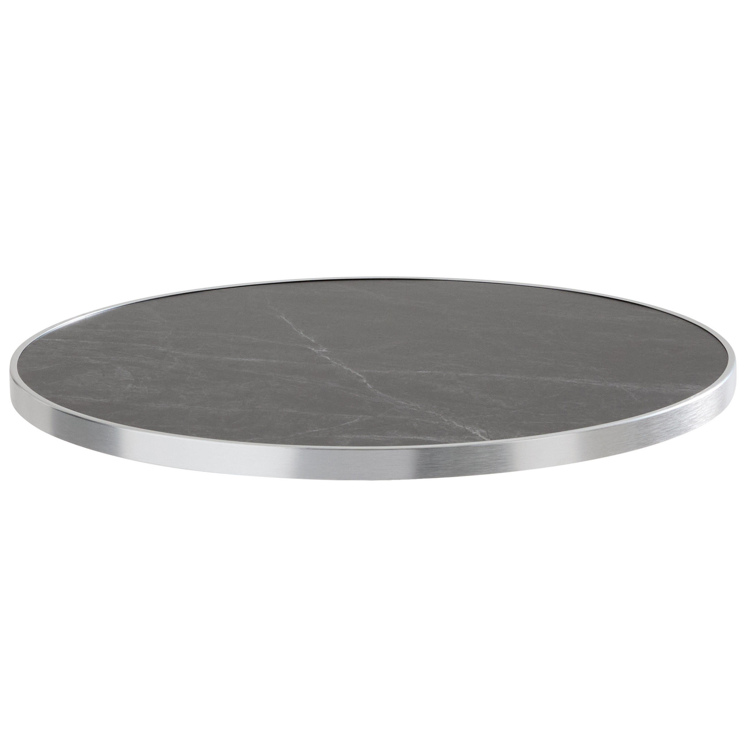 TISCHPLATTE runder 60 cm, Schwarz - Weiß/Grau, Metall (60/2.5/60cm) - Oviala