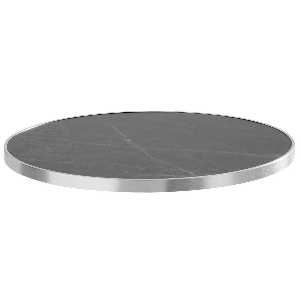 TISCHPLATTE runder 60 cm, Schwarz - Weiß/Grau, Metall (60/2.5/60cm) - Oviala