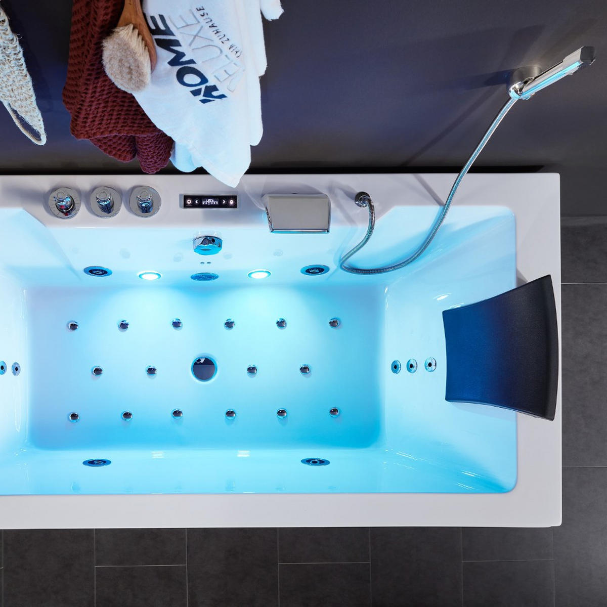 WHIRLPOOL LAGUNA PURE M - ohne Glasscheibe, 180 x 90 cm - Weiß, Keramik (180/55/90cm) - Home Deluxe