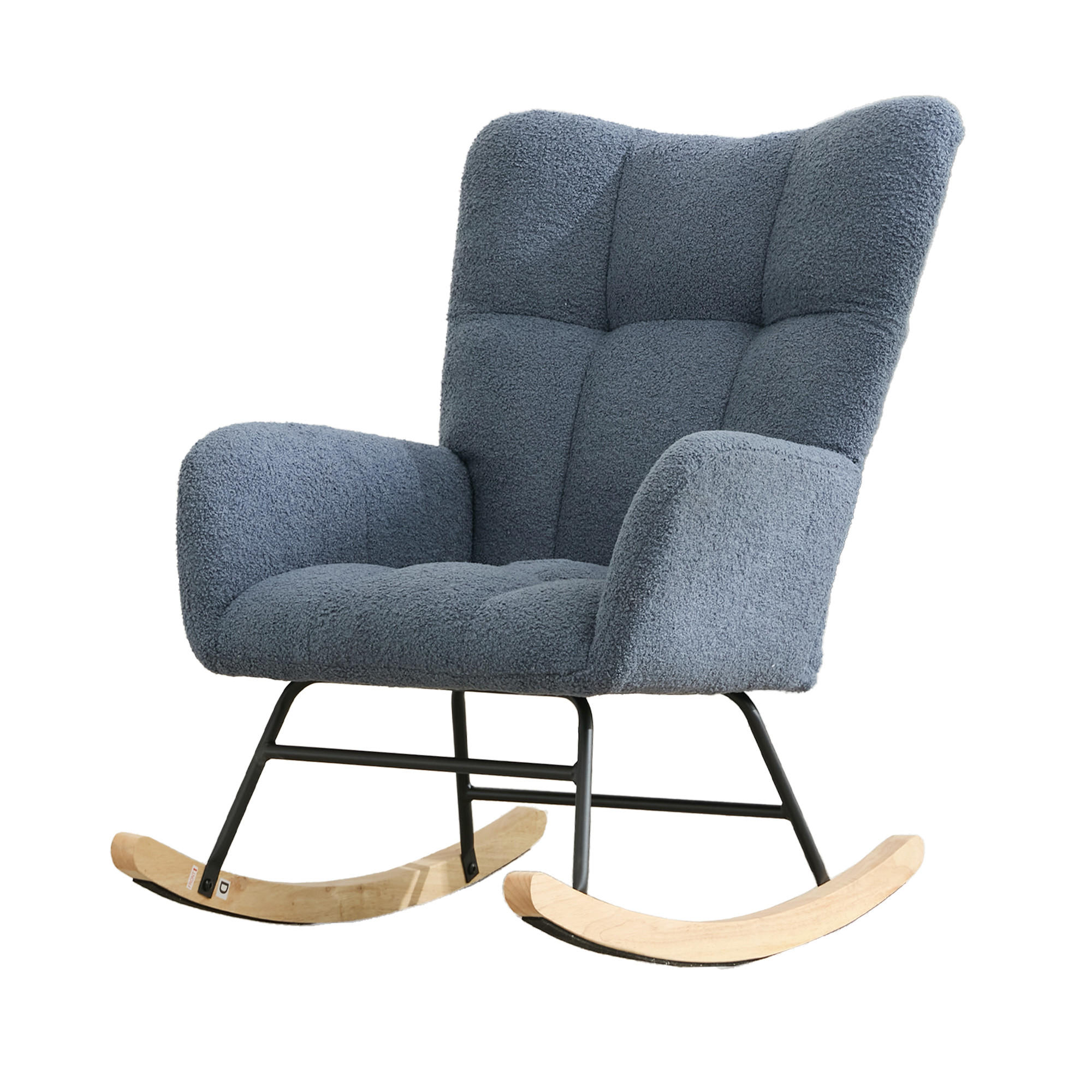SCHAUKELSTUHL mit Seitentasche und hoher Rückenlehne, Teddy, Navy - Blau, Textil (65/90/77cm) - Kaket