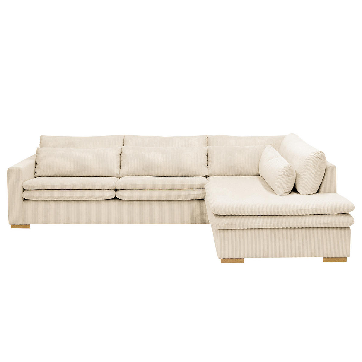 ECKSOFA mit Ottomane - Creme, Textil (299/216cm) - home24