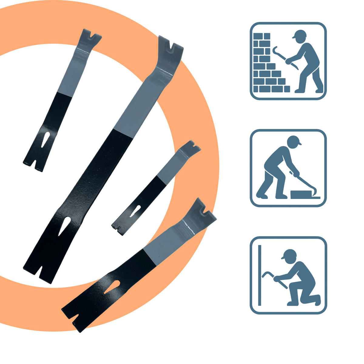 4-DIELNA sada páčidiel - viacfarebná, kov (0.6/3.5/38cm) - Relaxdays