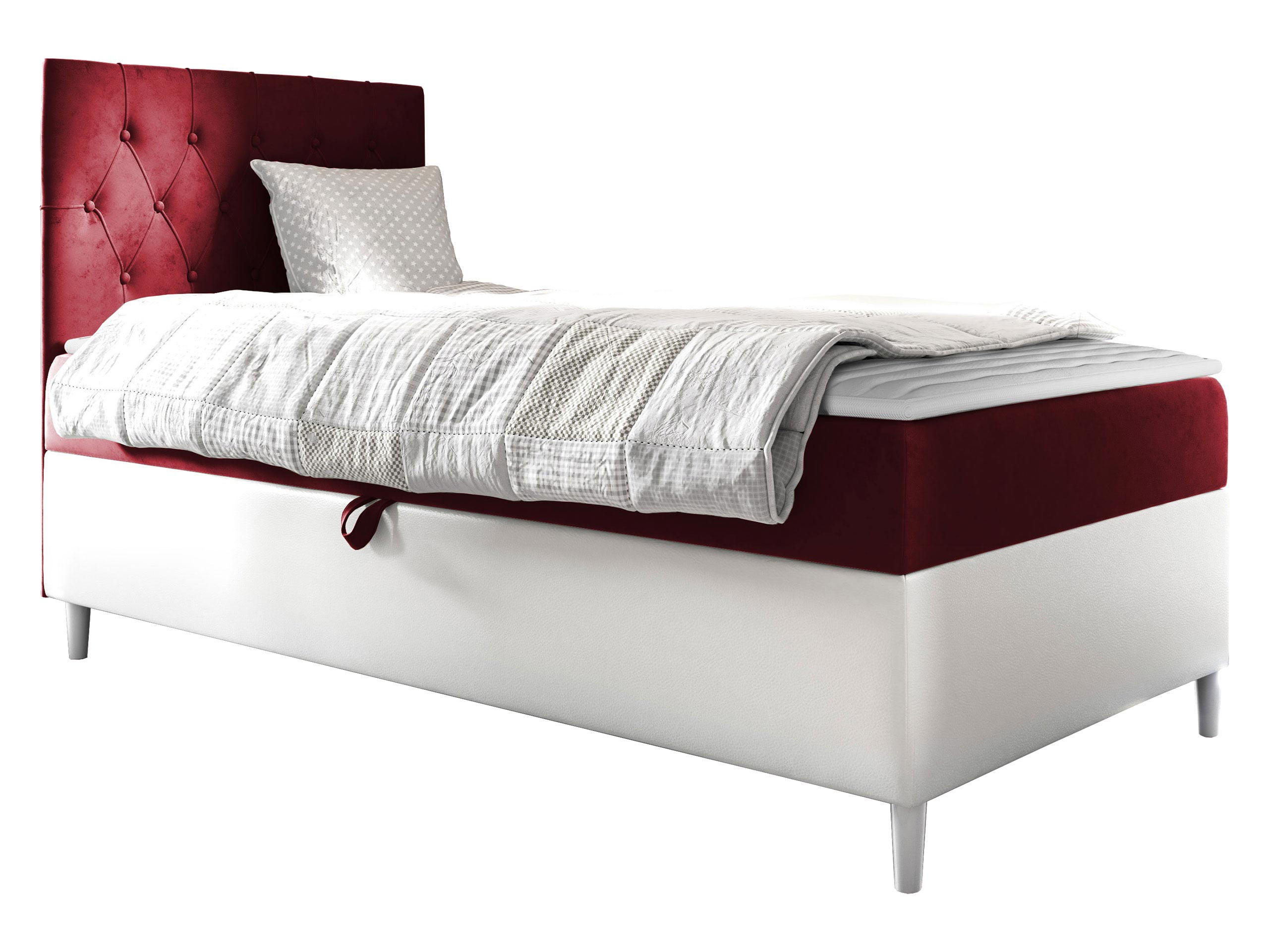 BOXBETT Filip Junior 1, Seite zum Öffnen des Bettkastens: Links - Rot/Weiß, Holz (100/200cm) - MIRJAN24