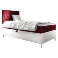 BOXBETT Filip Junior 1, Seite zum Öffnen des Bettkastens: Links - Rot/Weiß, Holz (100/200cm) - MIRJAN24