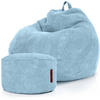 XXL-SITZSACK 2er Set + Pouf - Cordstoff - Hellblau, Textil (90/110/90cm) - Green Bean