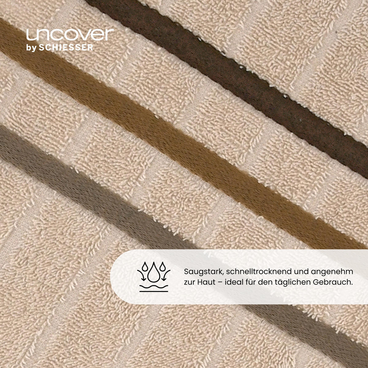 DUSCHTUCHSET Ohio - 2-teilig - 70 x 140 cm - Sand - Sandfarben, Textil (70/140cm) - Uncover by Schiesser