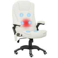 MASSAGESESSEL Chefsessel Gamingstuhl Drehstuhl Massagebürostuhl Cremeweiß - Schwarz/Weiß, Kunststoff/Textil (74/116/67cm) - Vinsetto