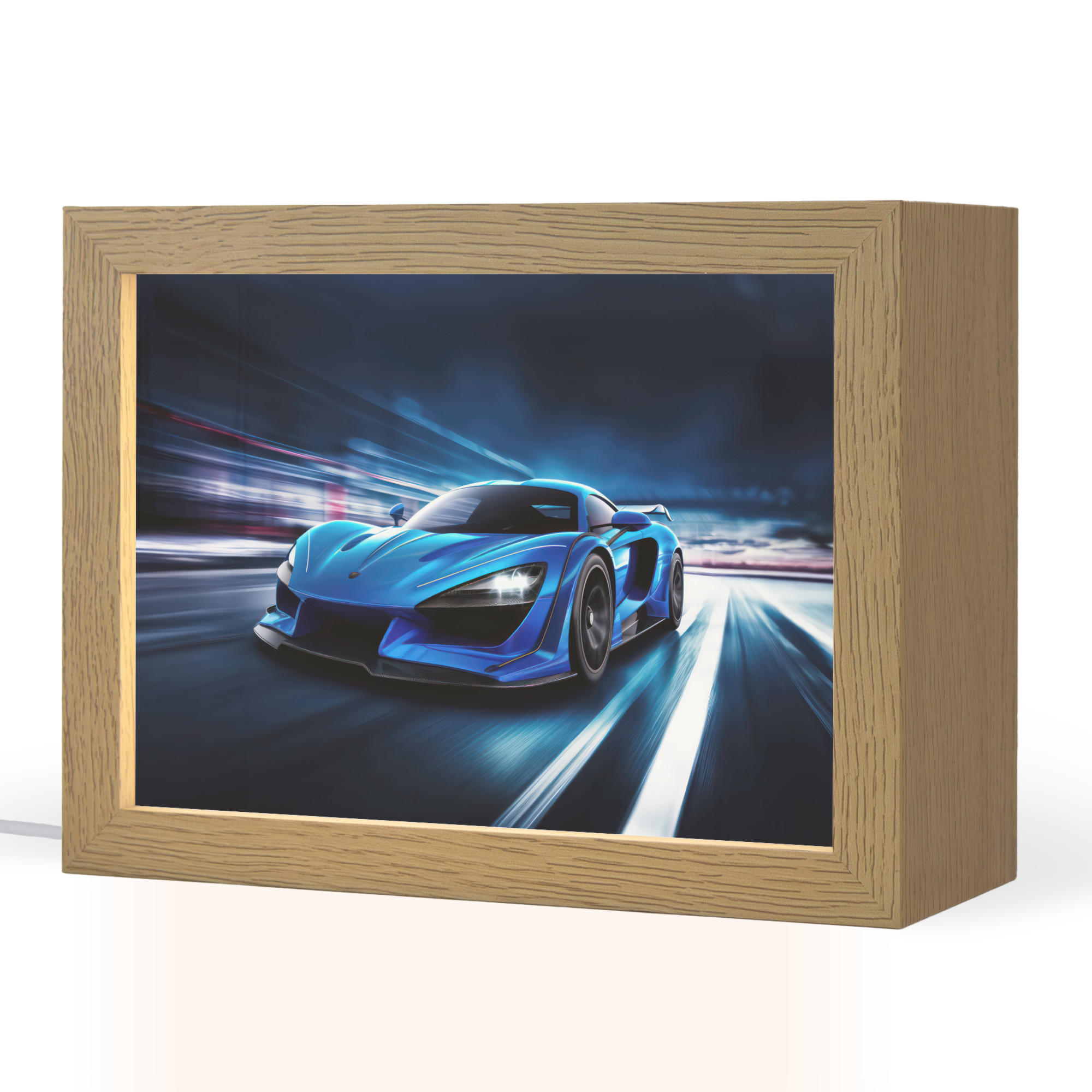 NACHTTISCHLAMPE Auto - Blau - Jungen - Kind 20x15 cm - Blau, Holzwerkstoff (8/20/15cm)