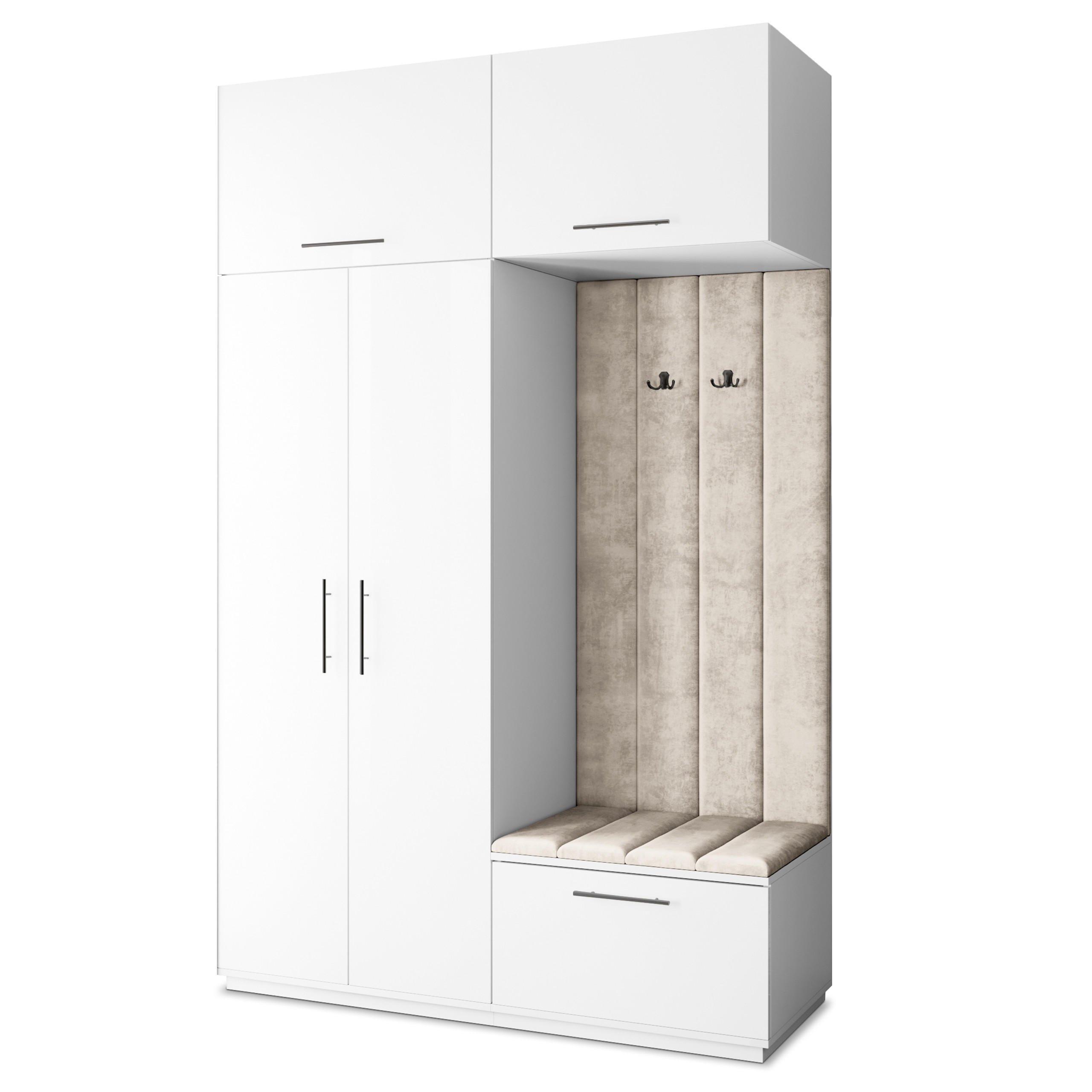 Masseno Garderobenschrank Weiß, Beige 150x240x60 cm