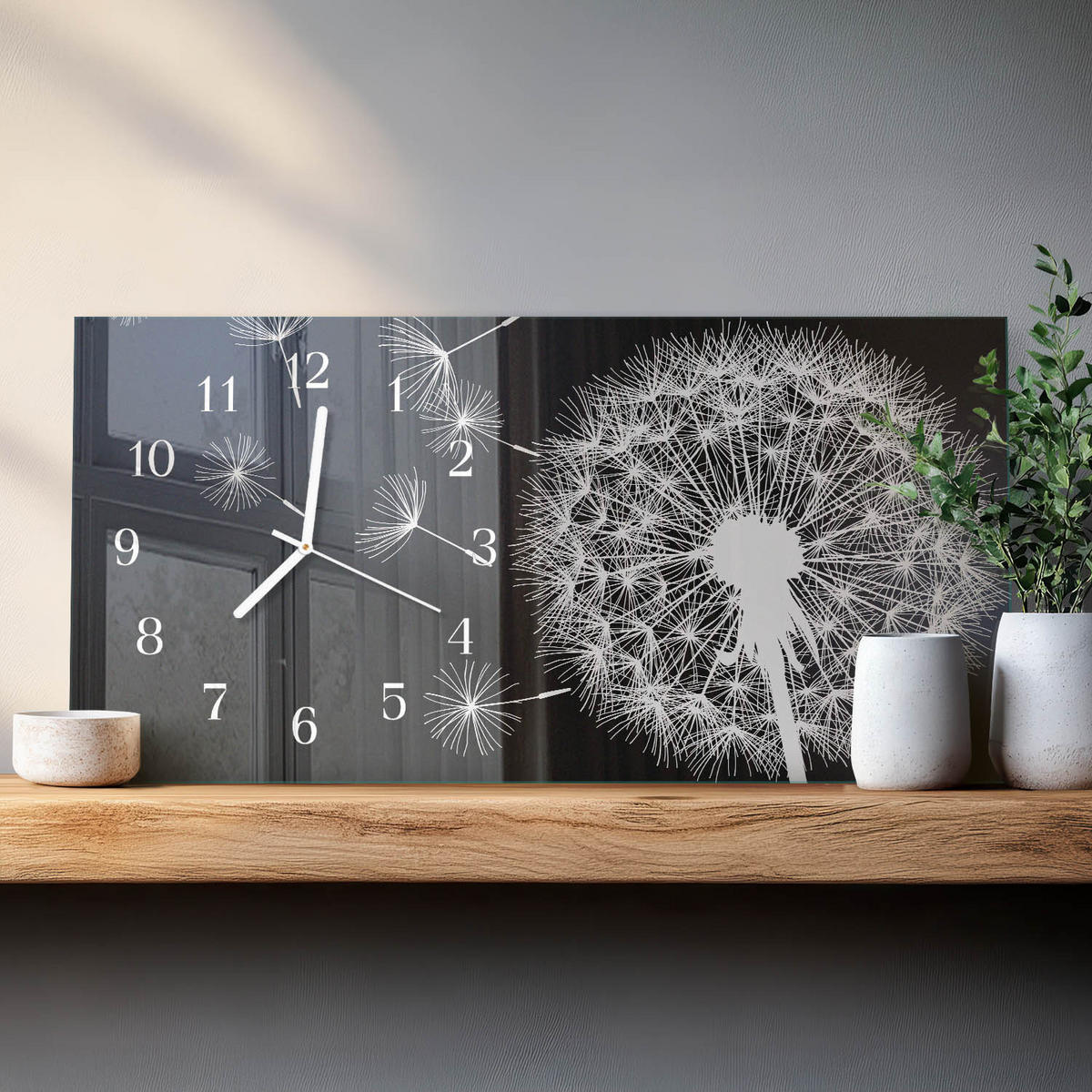 WANDUHR 60x30 cm - Abstraktion - Dunkelblau, Glas (60/30/0.4cm) - TULUP