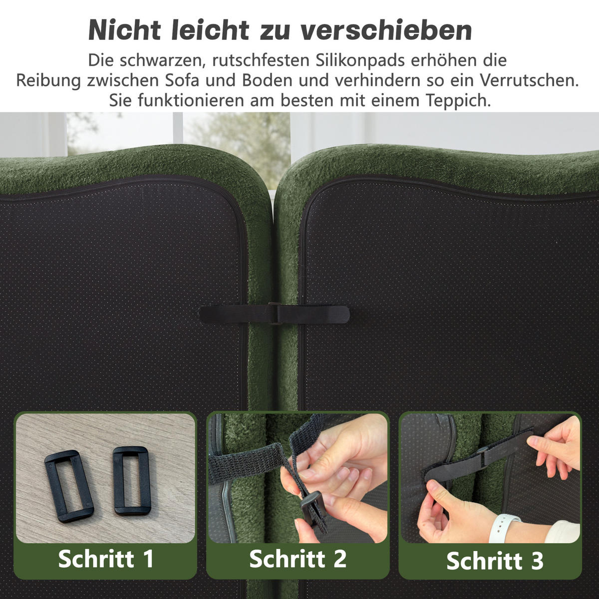 2-SITZER Sofa ohne Montage mit Wellenform und tiefer Sitzfläche, Grün - Grün, Textil (192/70/98cm) - Redom