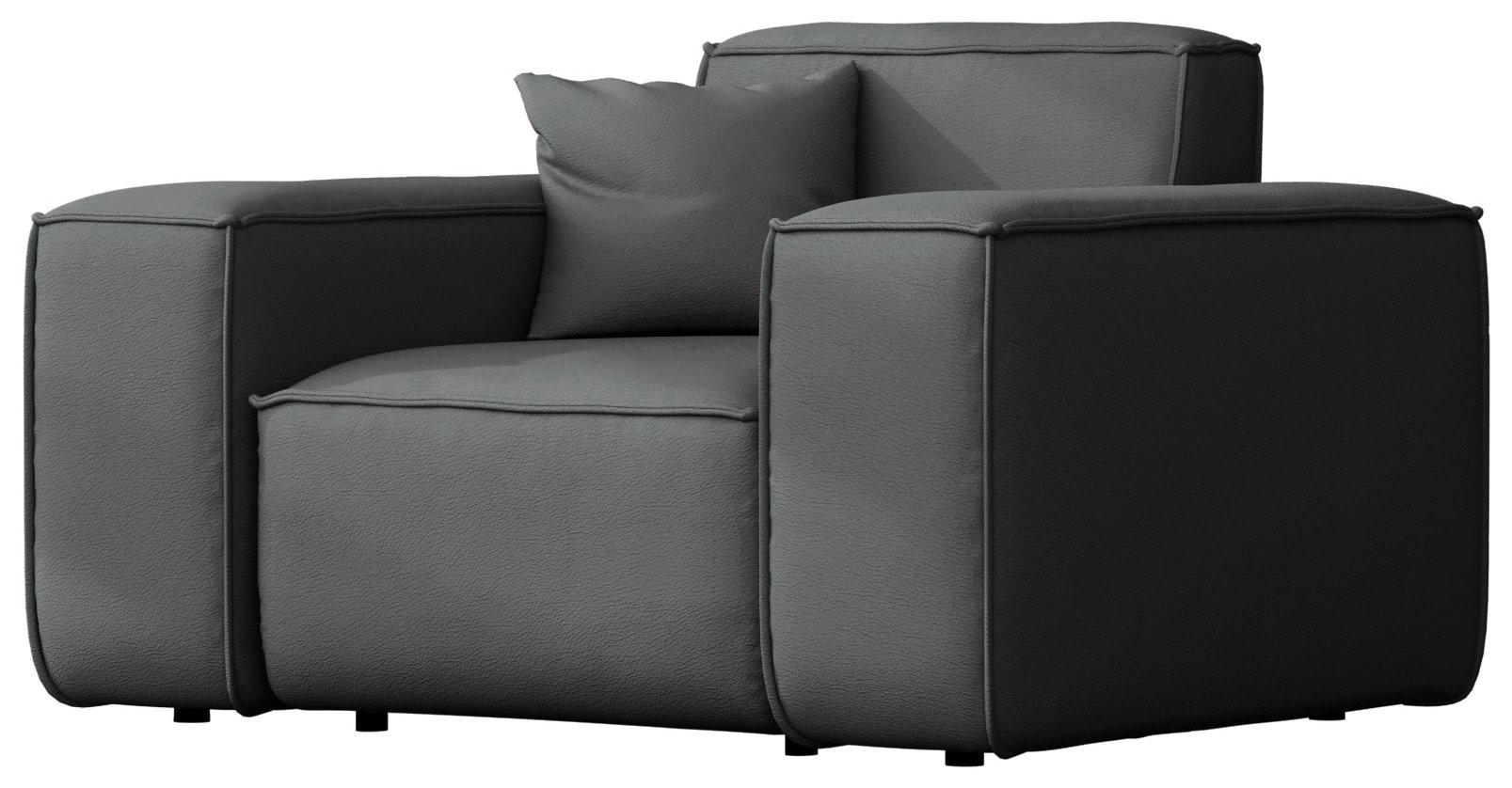 GARTENSESSEL Lorento Outdoor Polster-Loungesessel, Dunkelgrau Kunstleder 121/73/92 cm - Dunkelgrau, Textil (121/73/92cm) - WFL GROUP