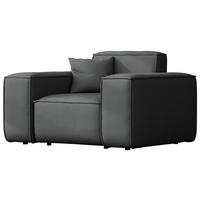 GARTENSESSEL Lorento Outdoor Polster-Loungesessel, Dunkelgrau Kunstleder 121/73/92 cm - Dunkelgrau, Textil (121/73/92cm) - WFL GROUP