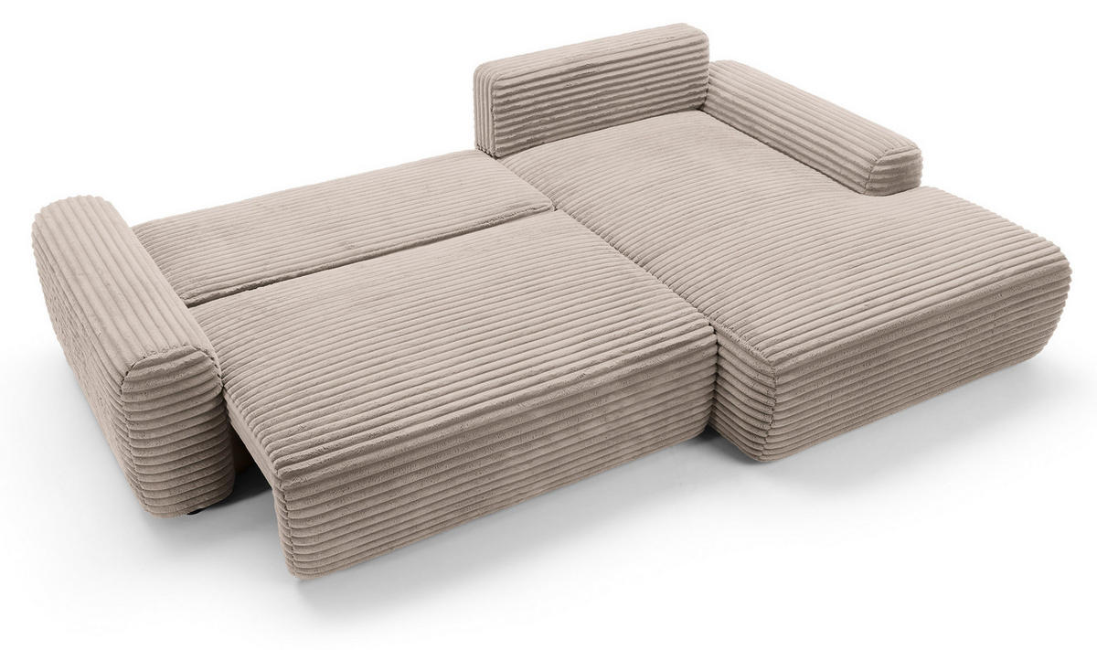 ECKSOFA Alferia Beige mit Cordbezug - Beige/Schwarz, Kunststoff/Textil (264/162cm) - Selsey