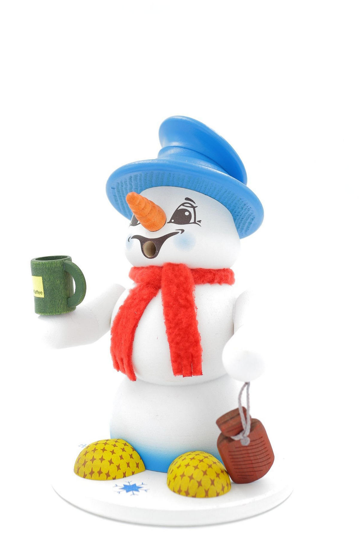 RAUCHFIGUR Schneemann Weiß Schlafmütze 19 cm - Multicolor, Holz (15/19/0.1cm)