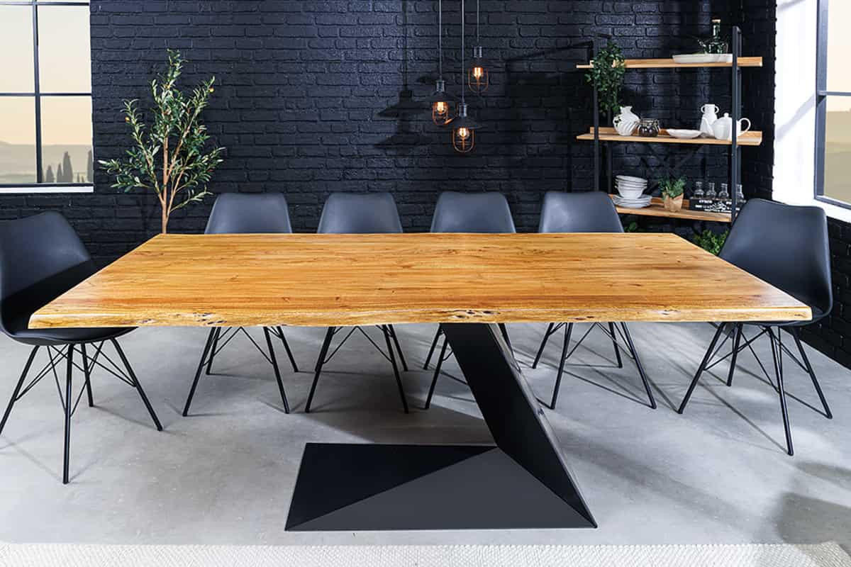 ESSTISCH MAMMUT BALANCE Akazie Braun 200cm - Schwarz/Braun, Holz/Metall (100/200/76cm) - riess-ambiente