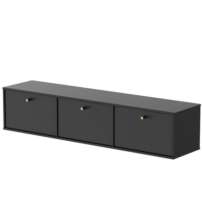 TV-LOWBOARD FLOW 180 cm, hängend, Schwarz - Schwarz, Holzwerkstoff/Metall (180/35/40.5cm) - Idohome