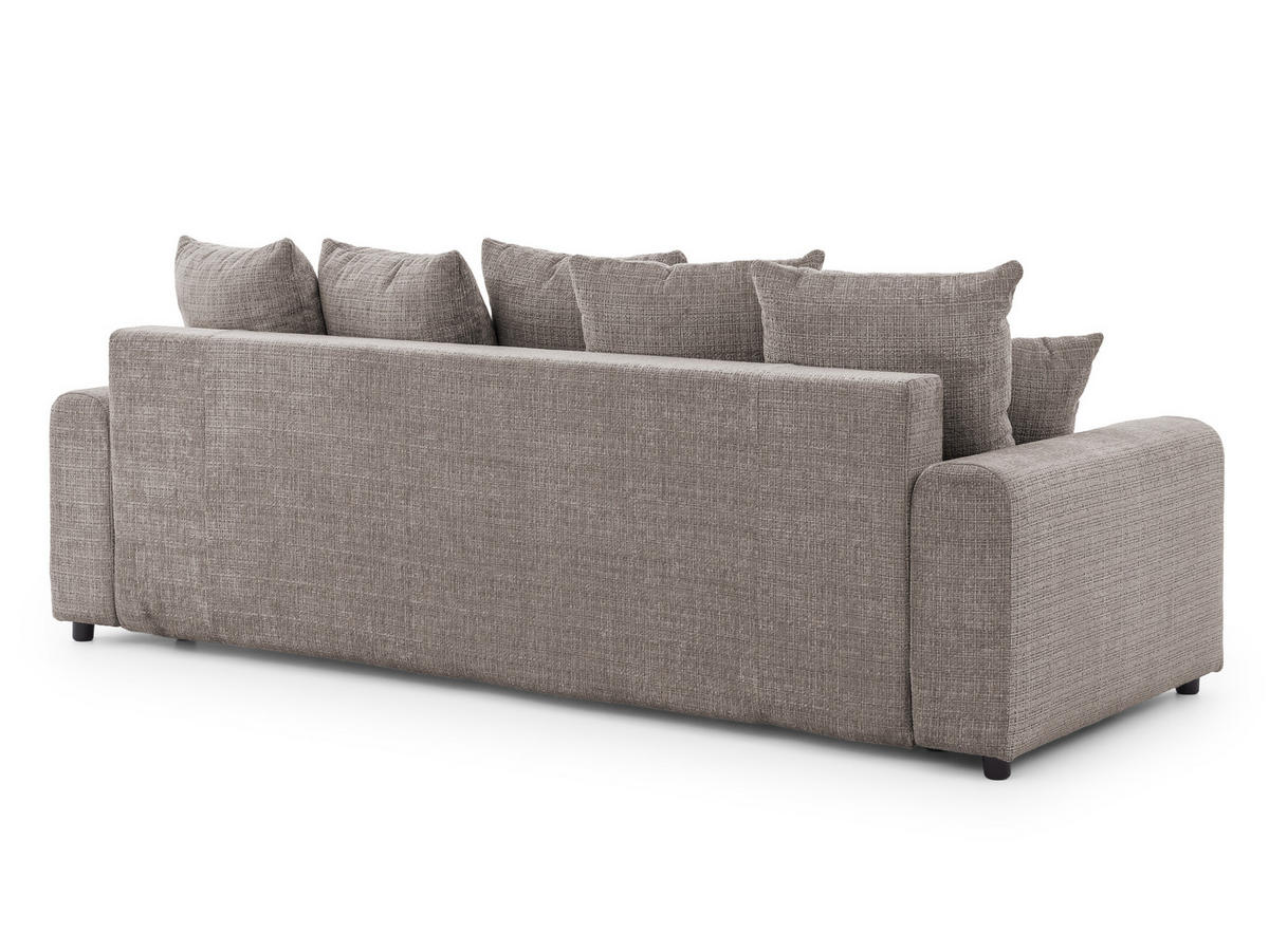 SCHLAFSOFA Calma mit Bettkasten im Bumpy-Design aus weichem Taupe Chenille-Stoff - Taupe/Schwarz, Holz/Kunststoff (239/88/98cm) - S-Style Möbel