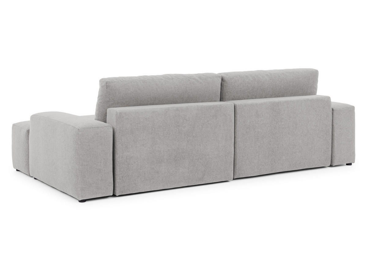 ECKSOFA Lennon aus Hellgrau Strukturstoff mit Schlaffunktion und Bettkasten - Hellgrau/Schwarz, Holz/Kunststoff (264/137cm) - S-Style
