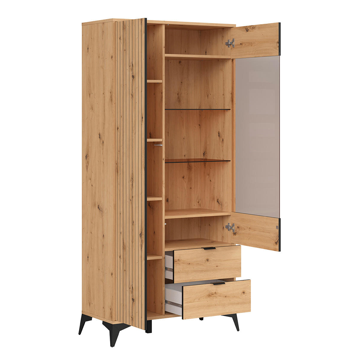 VITRÍNA Mao Dřevo - hnědá, kompozitní dřevo (90/197/41cm) - Petits-meubles